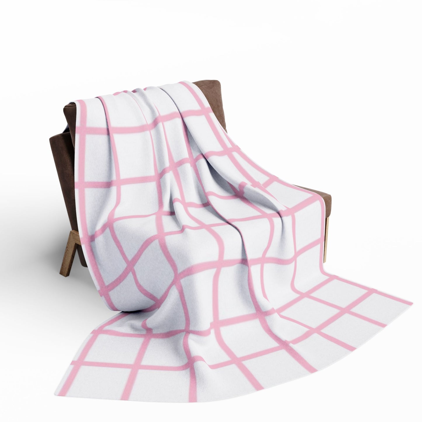 White Blanket with Pink Lines by Lofi Cute Kitties - Soft Arctic Fleece