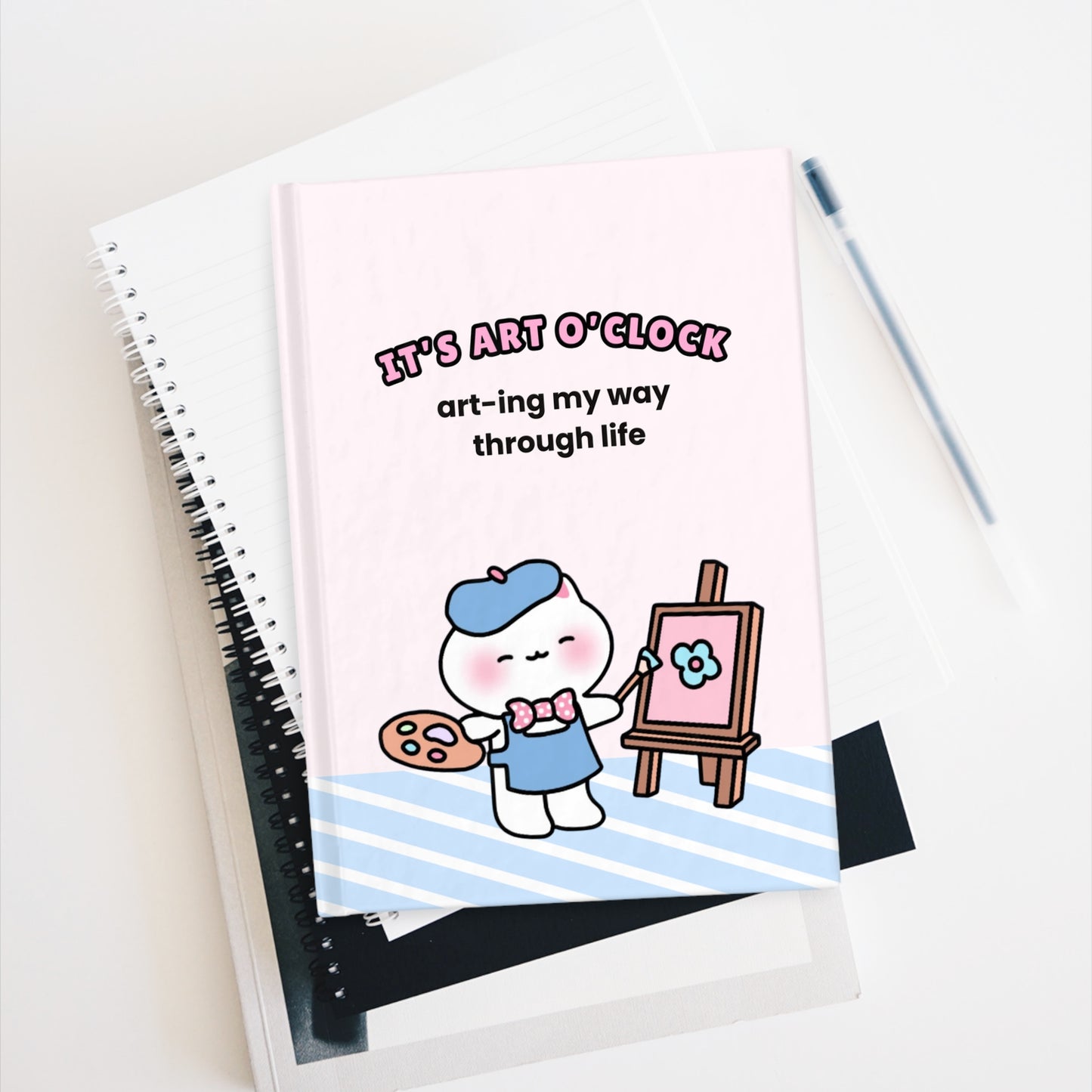 It's Art O'Clock - Hardcover Sketchbook for Artists Blank Pages | Pudding Kitties