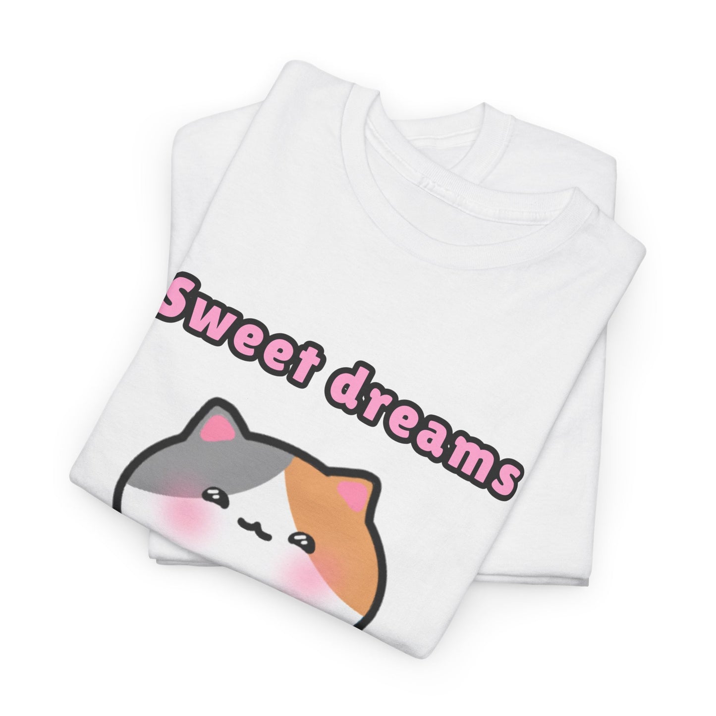 Sweet Dreams Pink Heart White Pajama Tshirt | Pudding Kitties