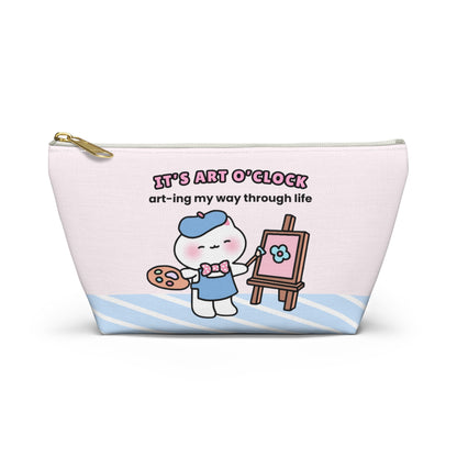 It's Art O'Clock - Pink & Blue Small Accessory Pouch | Pudding Kitties