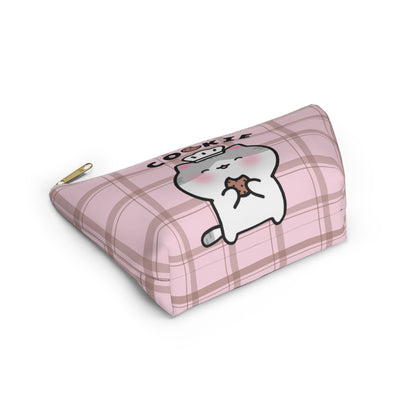 Cookie - Brown Stripes Pink Small Accessory Pouch | Pudding Kitties