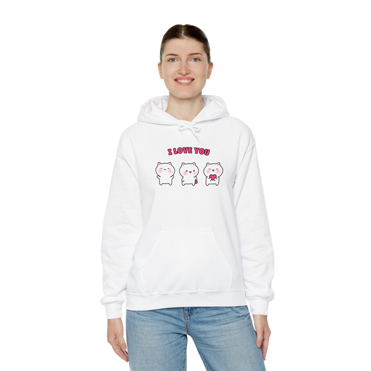 I Love You – Cozy Unisex Hoodie | Pudding Kitties