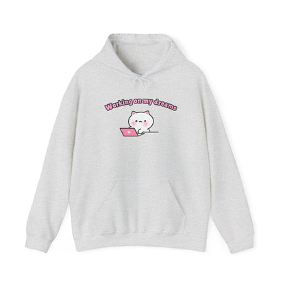 Working on my Dreams – Cozy Unisex Hoodie | Pudding Kitties