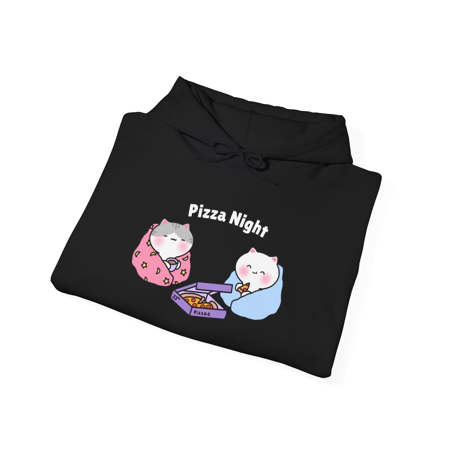 Pizza Night – Cozy Unisex Hoodie | Pudding Kitties