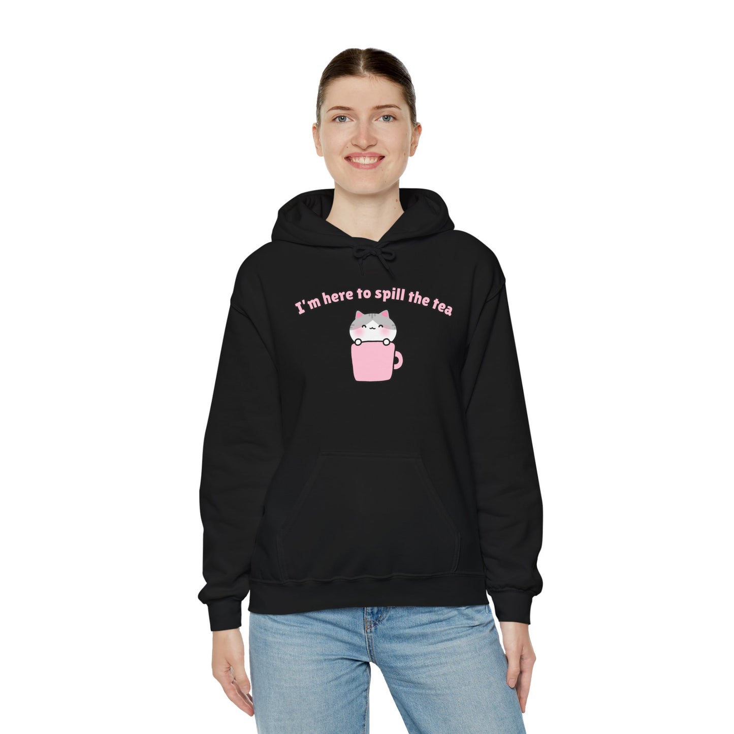 Here to Spill the Tea – Cozy Unisex Hoodie | Pudding Kitties