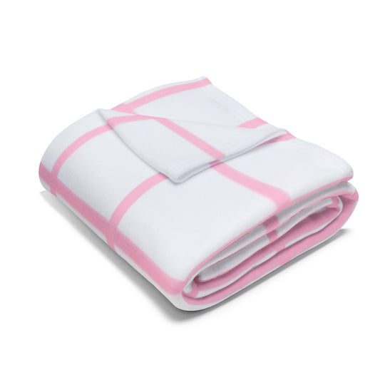 White Blanket with Pink Lines by Lofi Cute Kitties - Soft Arctic Fleece