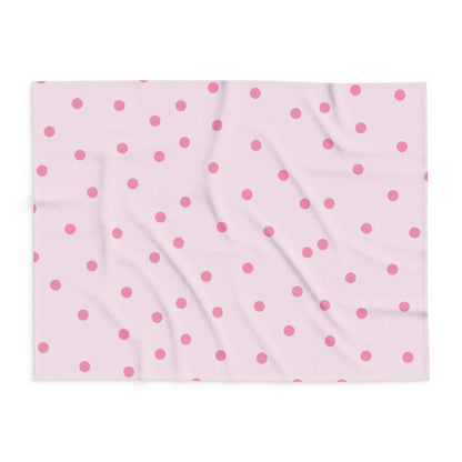 Soft Pink Blanket with White Dots by Lofi Cute Kitties - Soft Arctic Fleece