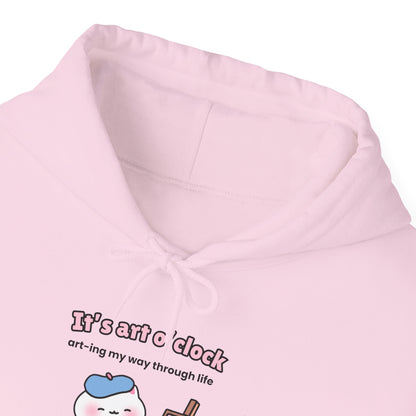 It's Art O'clock – Cozy Unisex Hoodie | Pudding Kitties