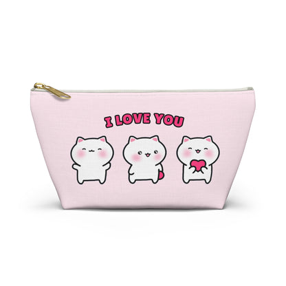 I Love You - Pink Small Accessory Pouch | Pudding Kitties