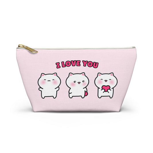 I Love You - Pink Small Accessory Pouch | Pudding Kitties