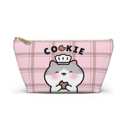 Cookie - Brown Stripes Pink Small Accessory Pouch | Pudding Kitties