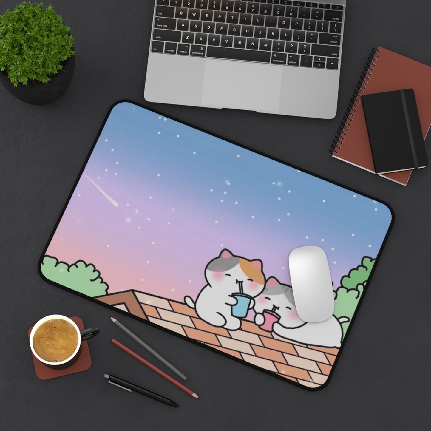 Cute Shinny Sunset Sky - Anti-Slip Rubber Base Desk Mat