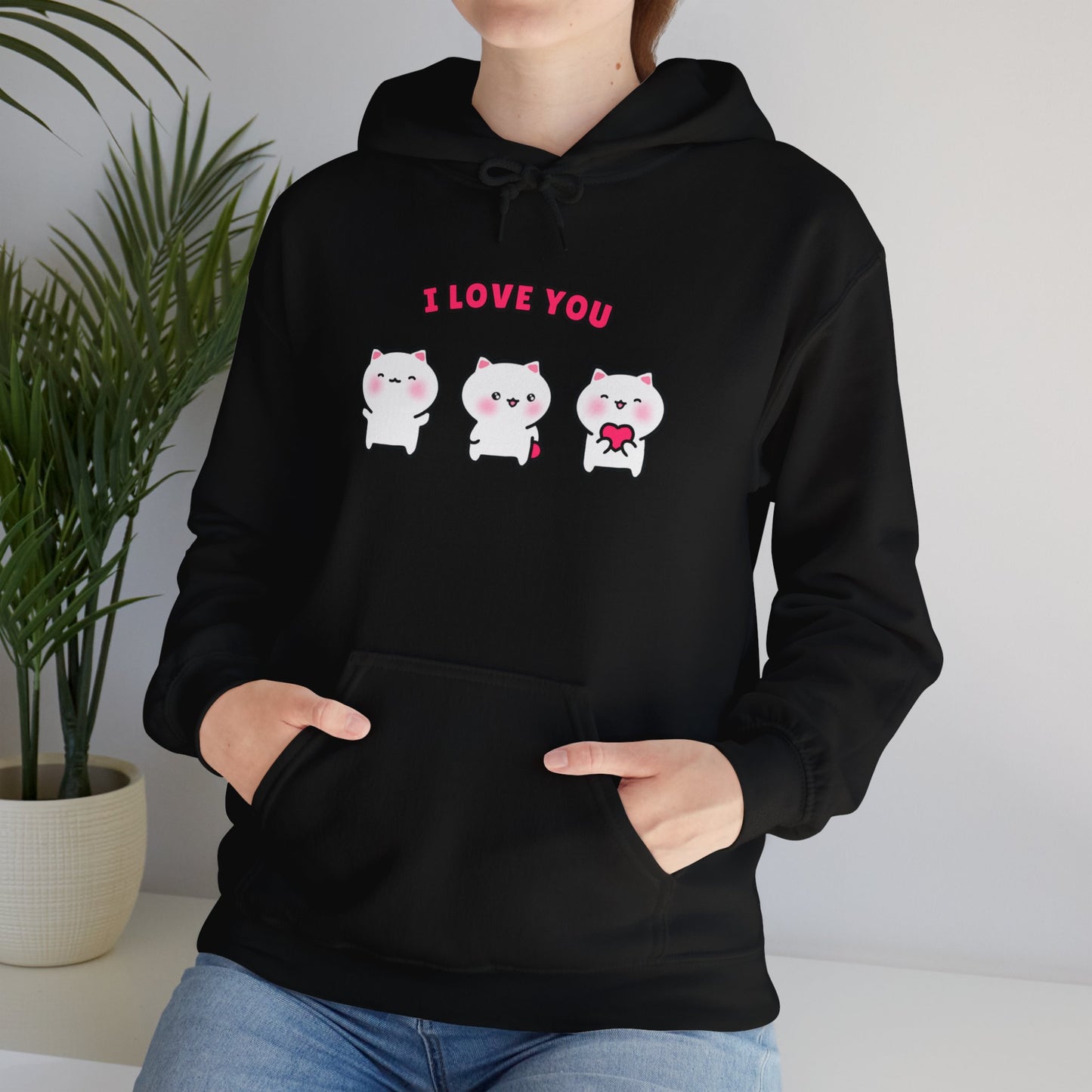 I Love You – Cozy Unisex Hoodie | Pudding Kitties