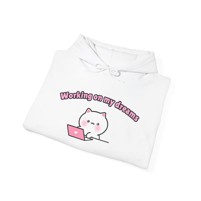 Working on my Dreams – Cozy Unisex Hoodie | Pudding Kitties