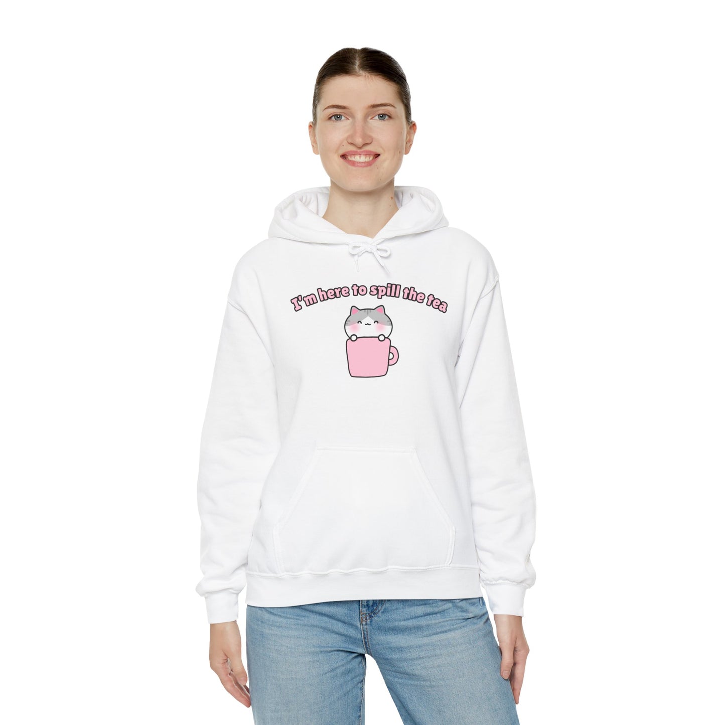 Here to Spill the Tea – Cozy Unisex Hoodie | Pudding Kitties