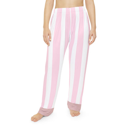 Spill the Tea Pajama Bottoms - Pink Stripes & Brown Line | Pudding Kitties