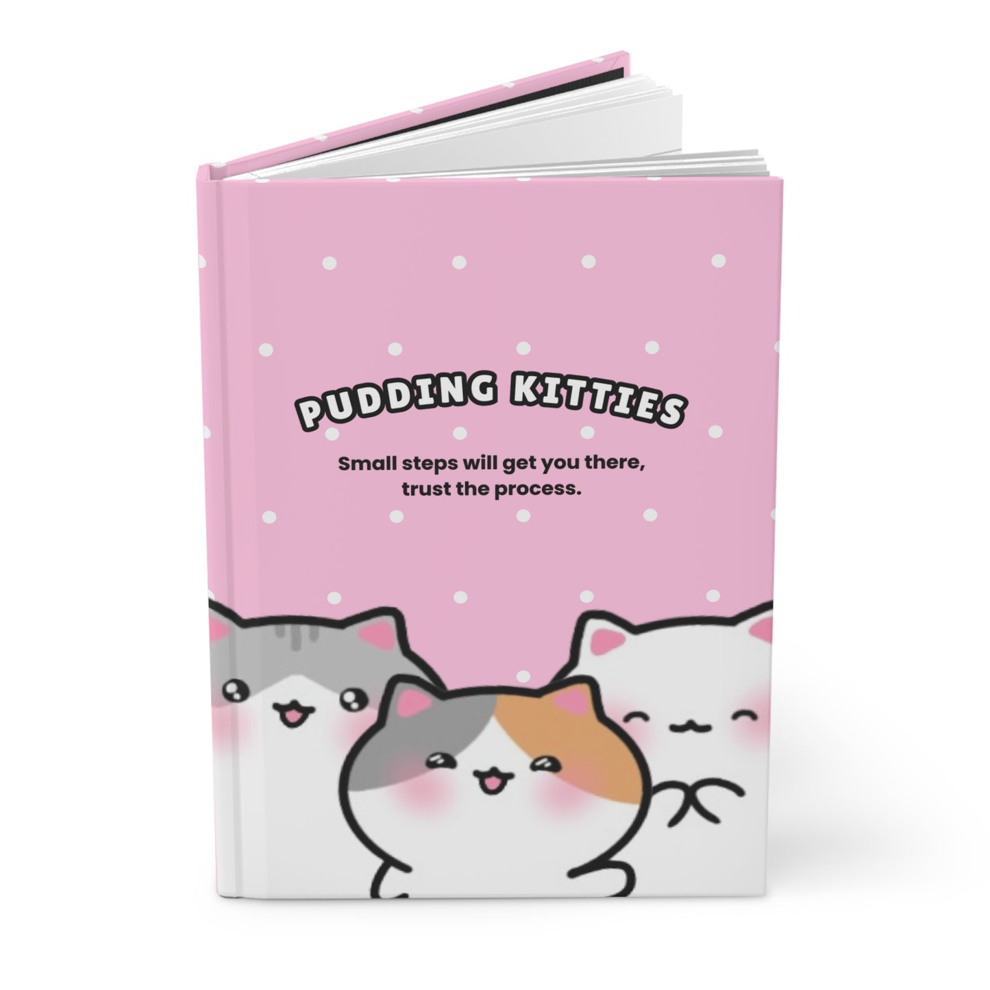 Trust the Process - Pink Hardcover Journal White Dots Lined Pages | Pudding Kitties