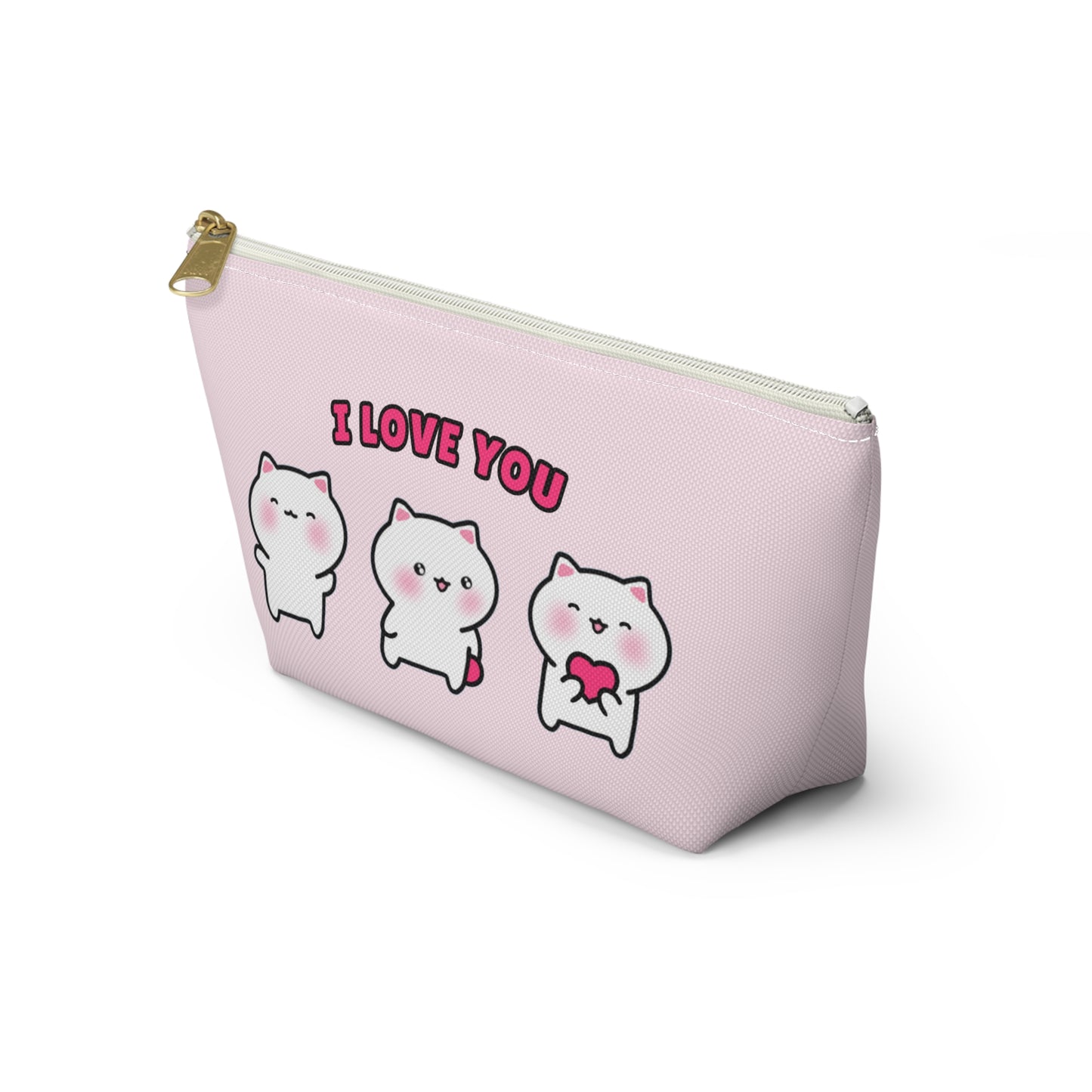 I Love You - Pink Small Accessory Pouch | Pudding Kitties