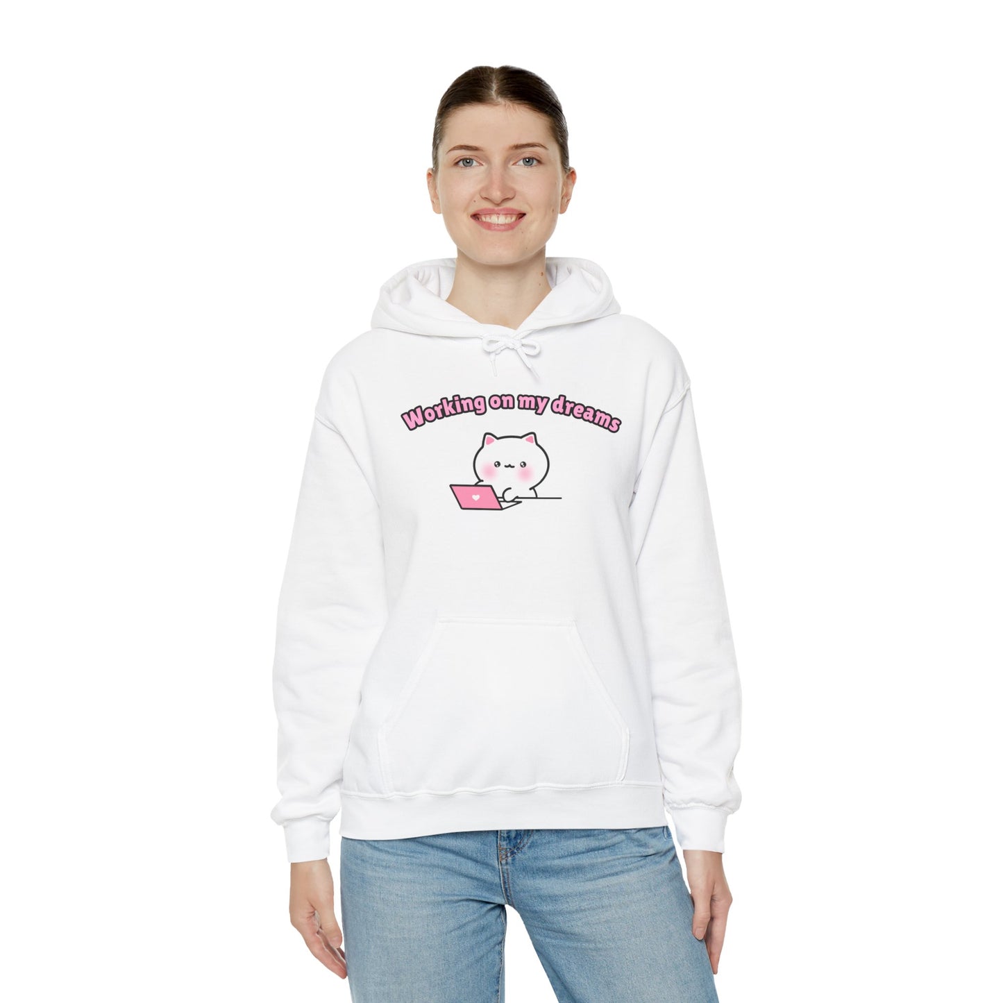 Working on my Dreams – Cozy Unisex Hoodie | Pudding Kitties