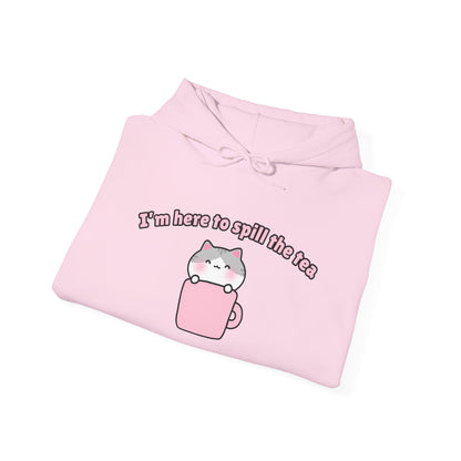 Here to Spill the Tea – Cozy Unisex Hoodie | Pudding Kitties