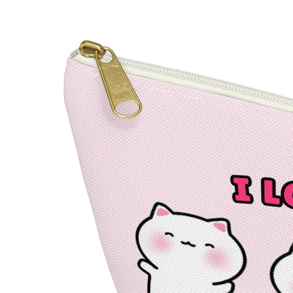 I Love You - Pink Small Accessory Pouch | Pudding Kitties