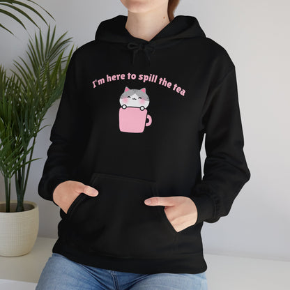 Here to Spill the Tea – Cozy Unisex Hoodie | Pudding Kitties