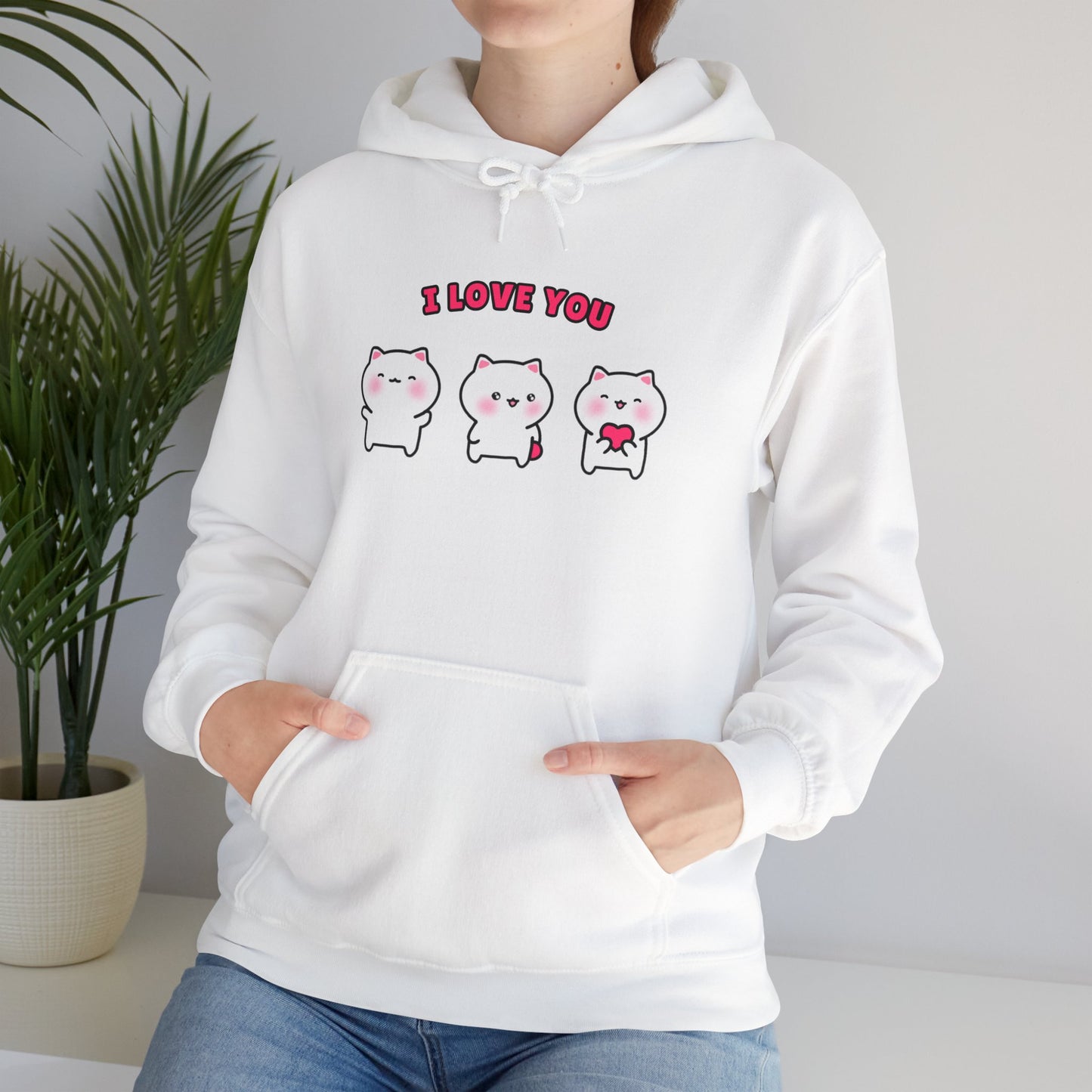 I Love You – Cozy Unisex Hoodie | Pudding Kitties