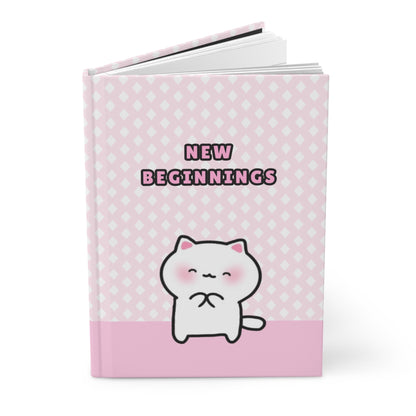 New Beginnings - Pink Hardcover Journal Lined Pages | Pudding Kitties