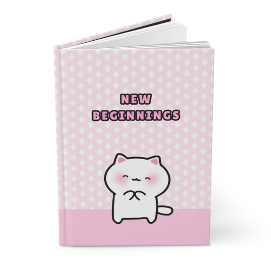 New Beginnings - Pink Hardcover Journal Lined Pages | Pudding Kitties