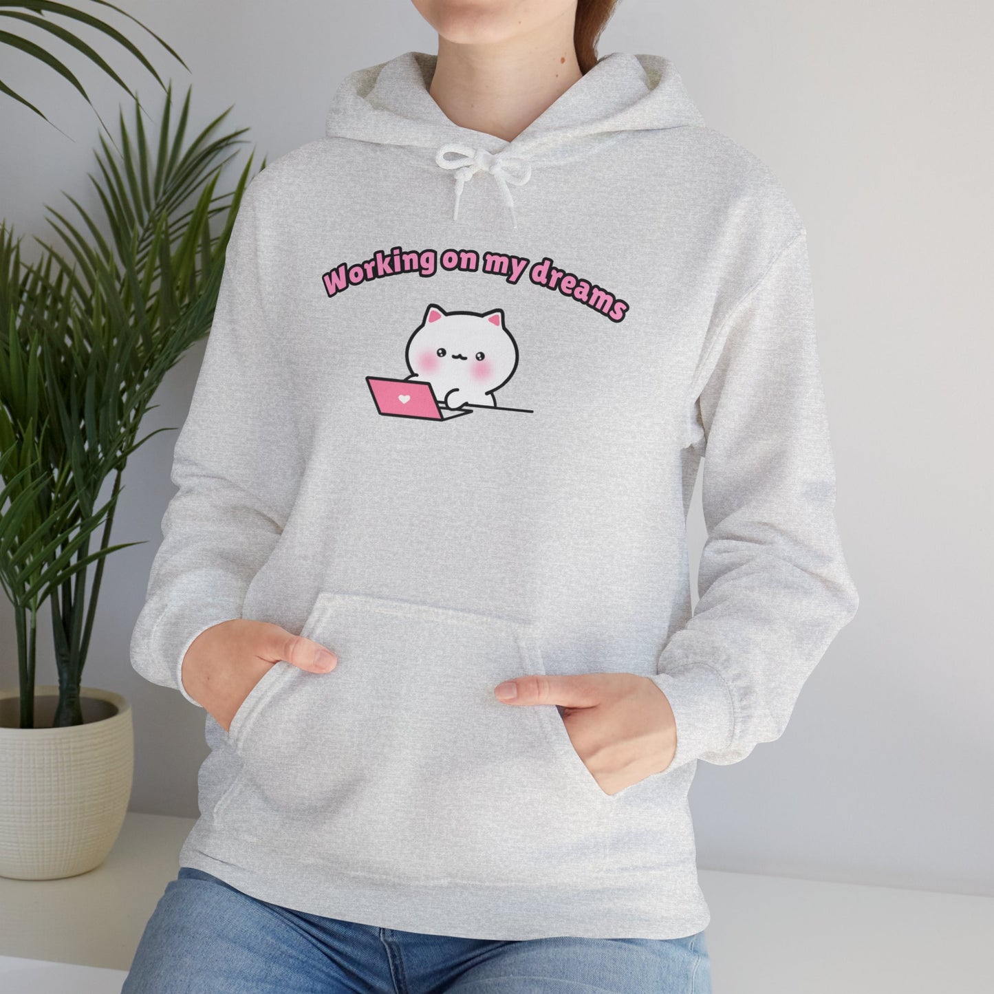 Working on my Dreams – Cozy Unisex Hoodie | Pudding Kitties