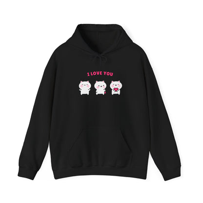 I Love You – Cozy Unisex Hoodie | Pudding Kitties