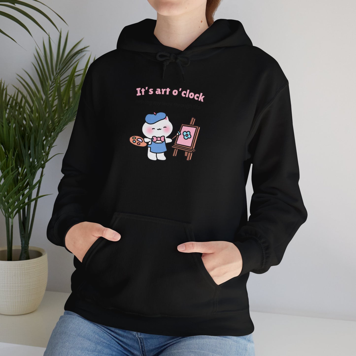 It's Art O'clock – Cozy Unisex Hoodie | Pudding Kitties