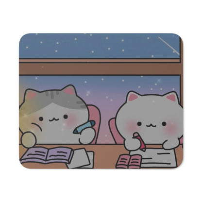 Cute Kitties Studying - Rectangular Rubber Base Desk Mouse Pad