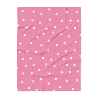 Pink Blanket with White Dots by Lofi Cute Kitties - Soft Arctic Fleece