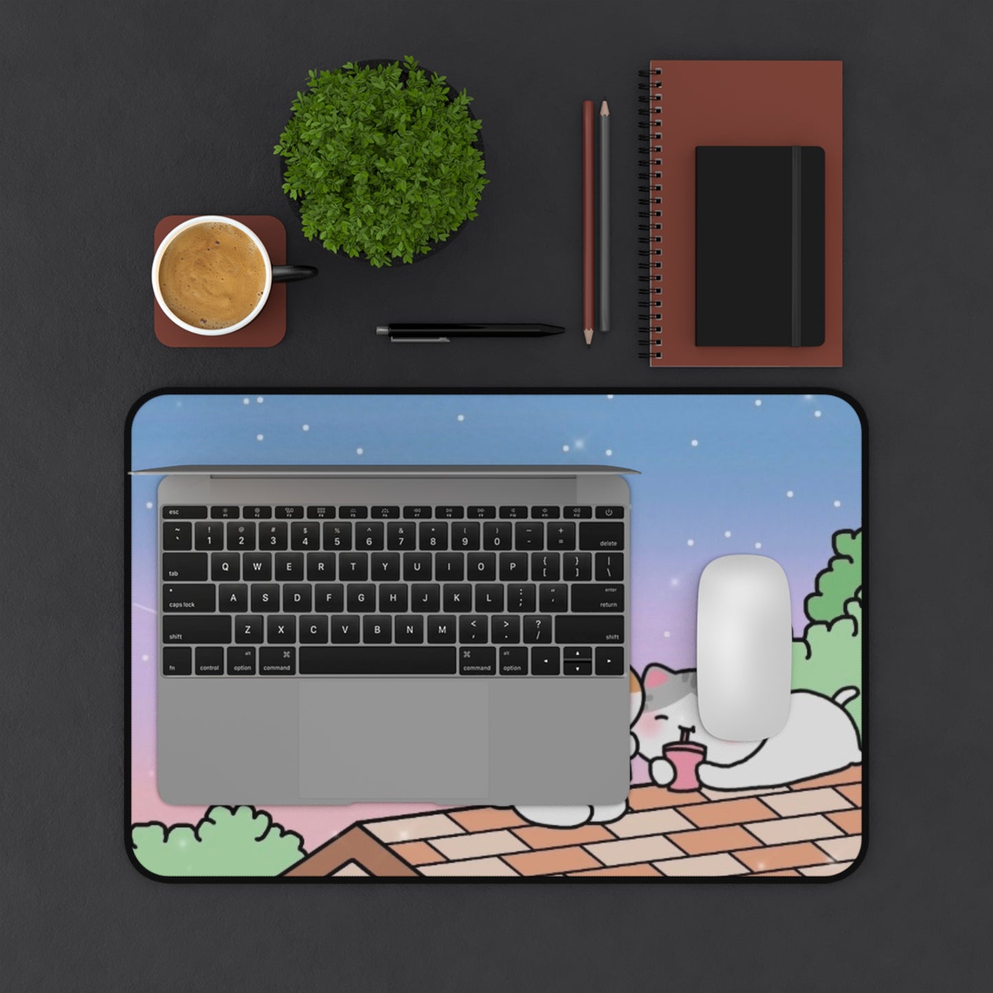 Cute Shinny Sunset Sky - Anti-Slip Rubber Base Desk Mat