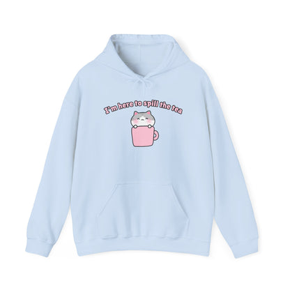 Here to Spill the Tea – Cozy Unisex Hoodie | Pudding Kitties