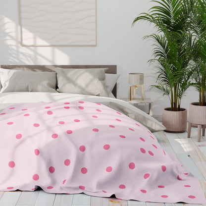 Soft Pink Blanket with White Dots by Lofi Cute Kitties - Soft Arctic Fleece