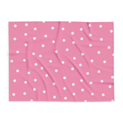 Pink Blanket with White Dots by Lofi Cute Kitties - Soft Arctic Fleece