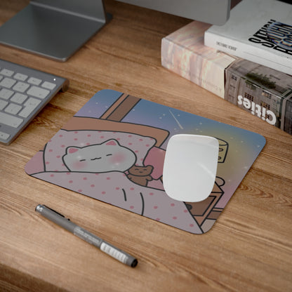 Cute Kitty Sleeping - Rectangular Rubber Base Desk Mouse Pad