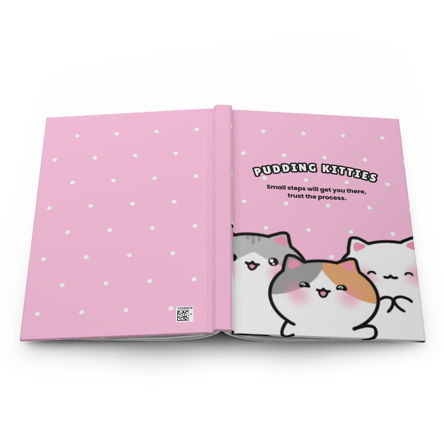 Trust the Process - Pink Hardcover Journal White Dots Lined Pages | Pudding Kitties