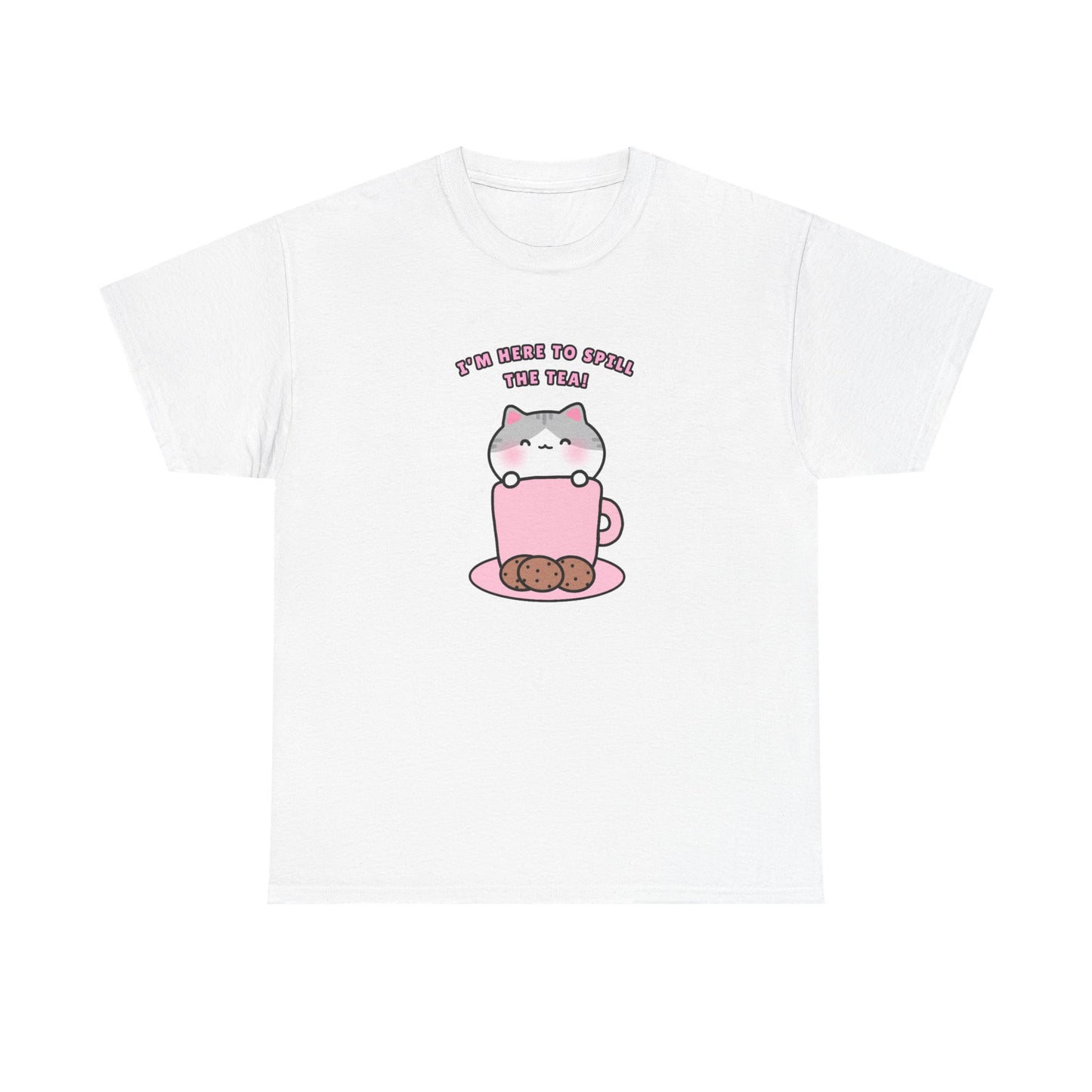 Spill the Tea White Pajama Tshirt | Pudding Kitties