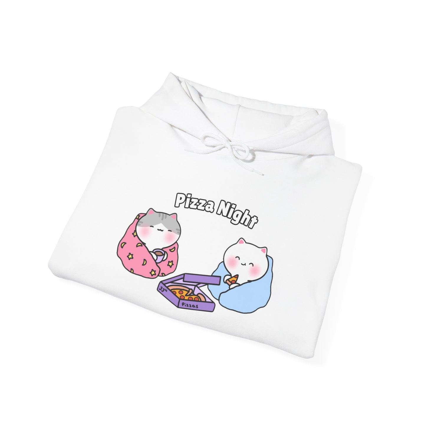 Pizza Night – Cozy Unisex Hoodie | Pudding Kitties