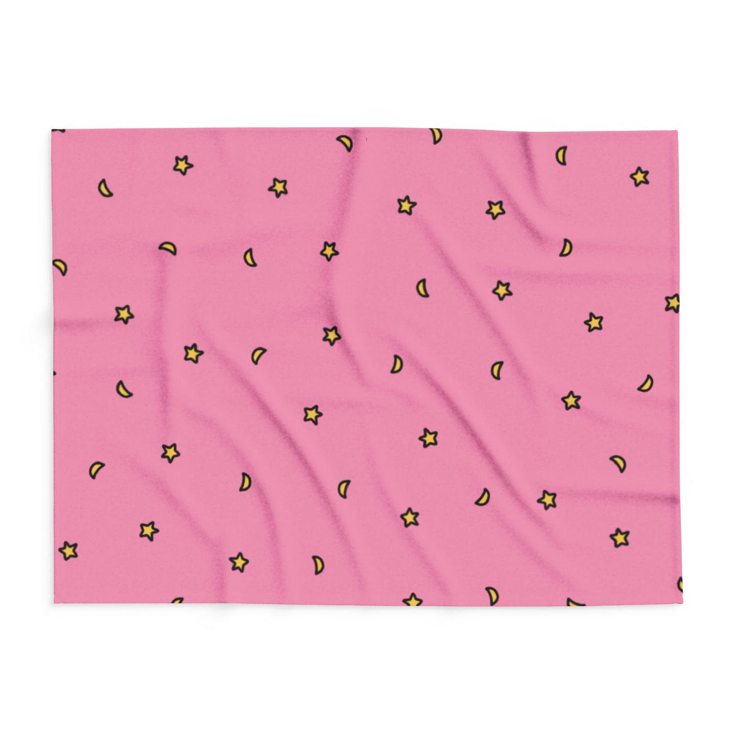 Pink Blanket with Yellow Stars by Lofi Cute Kitties - Soft Arctic Fleece