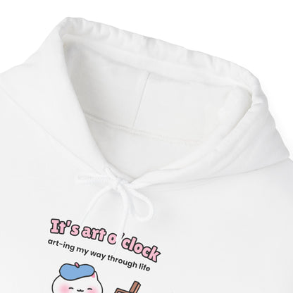 It's Art O'clock – Cozy Unisex Hoodie | Pudding Kitties