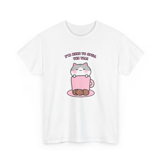 Spill the Tea White Pajama Tshirt | Pudding Kitties