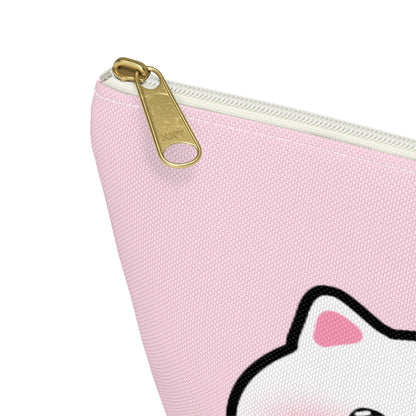 White Kitty Face & Tail - Cute Accessory Pouch | Pudding Kitties