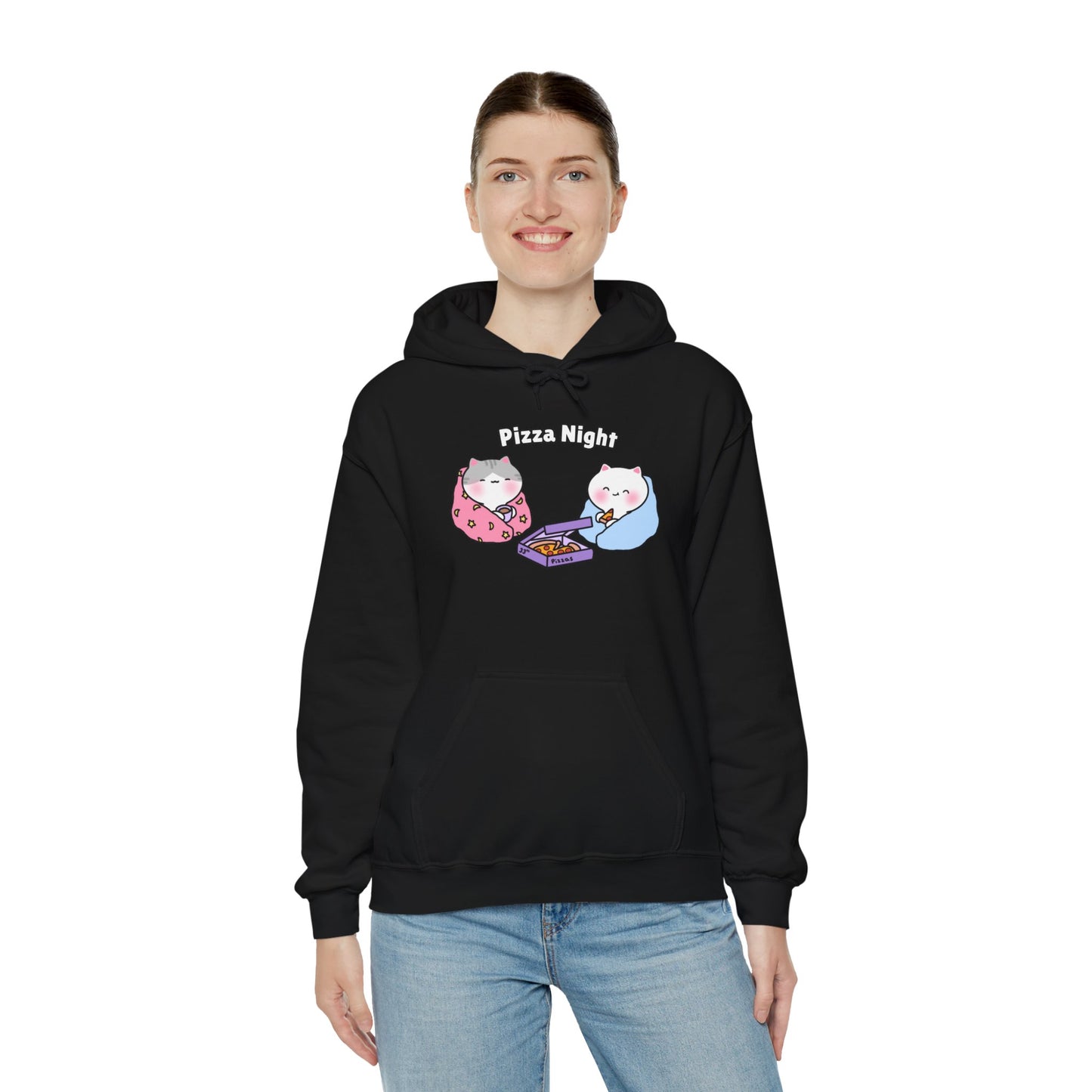 Pizza Night – Cozy Unisex Hoodie | Pudding Kitties