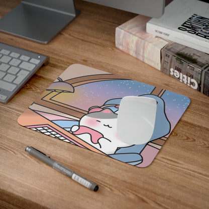 Cute Orange Kitty on Blue Gaming Chair - Anti-Slip Rubber Base Desk Mouse Mat