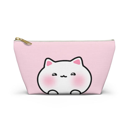 White Kitty Face & Tail - Cute Accessory Pouch | Pudding Kitties