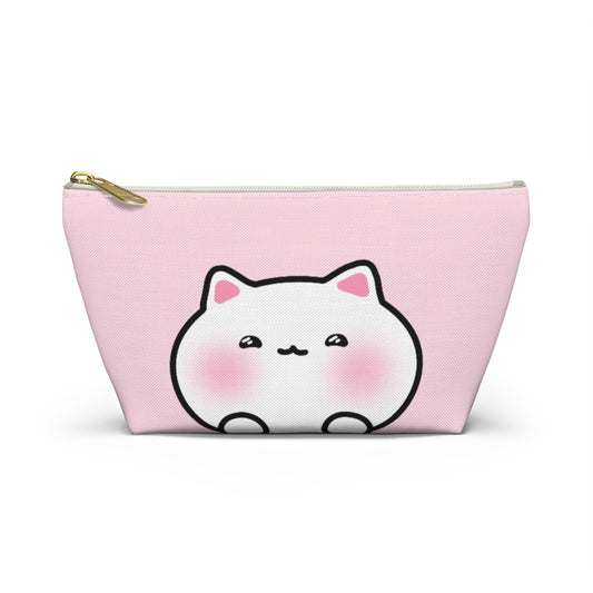 White Kitty Face & Tail - Cute Accessory Pouch | Pudding Kitties